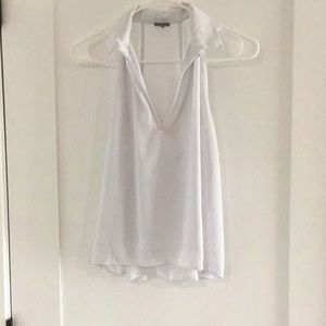 White sheer tank with collar